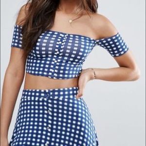ASOS checkered skirt and shirt set